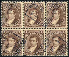 GJ.36, 4c. Moreno, Block Of 6 With Expedicion Or Bulk Mail Cancellation, VF Quality! - Altri & Non Classificati