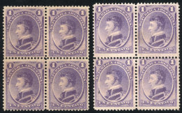 GJ.35, 2 Blocks Of 4, Purple And Dark Purple, Mint No Gum, Excellent! - Andere & Zonder Classificatie