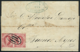 GJ.32, 7th Printing Imperforate, Beautiful PAIR Franking A Folded Cover Dated 12/SE/1867, With Ellipse CONCORDIA... - Usados