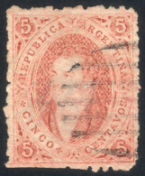 GJ.28d, 6th Printing Perforated, With DIRTY PLATE (diagonally) Variety, With Mute "ellipse Of 9 Bars" Cancel Of... - Gebruikt