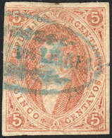 GJ.27A, 6th Printing Imperforate, Orangish Dun-red, With Cancel Of Paso De Los Libres, Minor Thin On Reverse, Very... - Usati