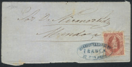 GJ.25, 4th Printing Franking A Folded Cover To Mendoza, With Ellipse SAN JUAN - FRANCA Cancel In Blue Perfectly... - Used Stamps
