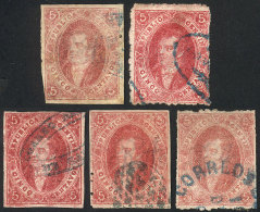 GJ.25, 4th Printing, 5 Examples In Varied Shades And With Varied Cancels, Very Good Lot! - Gebruikt