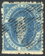 GJ.24, 15c. Worn Impression, With Rare Mute "16 Parallel Bars" Cancel Of CORRIENTES (+150%), Superb! - Oblitérés