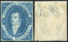 GJ.24, 15c. Blue, Dull Impression, Margins Trimmed With Scissors, With Variety: Watermark With Top-rightward Shift,... - Gebraucht