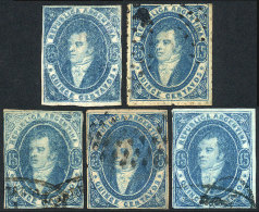GJ.24, 15c. Worn Impression, 5 Examples (one Mint) With Defects, Range Of Shades And Cancels, Interesting Group,... - Used Stamps