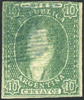 GJ.23f, 10c. Worn Impression, With Notable Horizontally RIBBED PAPER Variety, Rare, Catalog Value US$90. - Gebraucht