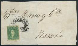 GJ.23, 10c. Worn Impression, On A Front Of Folded Cover To Rosario, Cancelled CÓRDOBA-FRANCA, VF! - Gebruikt
