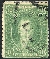 GJ.23, 10c. Worn Impression, With Fan TUCUMÁN Cancel, VF! - Oblitérés