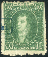 GJ.21, 10c. Clear Impression, With Framed CERTIFICADO Cancel In Blue, VF! - Oblitérés