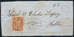 GJ.20j, 3rd Printing Mulatto, Franking A Front Of Folded Cover To Salta, With Rare Pen Cancel Alongside "rococo"... - Oblitérés