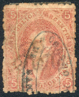 GJ.20, 3rd Printing With VARIETY: Paper Fold, Double Ellipse SAN LUIS Cancel In Blue, Superb! - Usati