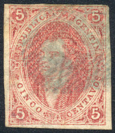 GJ.16d, 5c. 1st Printing Imperforate, PAPER RIBBED In Both Directions (quadrille)variety , Blue OM Cancel, Superb,... - Oblitérés