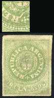 GJ.11, 10c. Yellow-green Without Accent, Mint No Gum, With Very Rare Variety: "very Notable Small Diagonal White... - Neufs