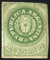 GJ.11, 10c. Green Without Accent, Mint, Minor Defects, Very Rare, Catalog Value US$1,000 - Nuevos