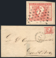 GJ.21, 1862 1P. Rose With PARTIAL DOUBLE IMPRESSION Variety (top Border, CORREOS Inscription), On Folded Cover To... - Buenos Aires (1858-1864)