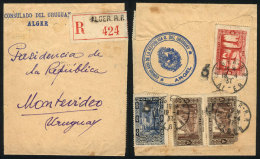 Wrapper Sent By Registered Mail From Alger To Uruguay On 19/AP/1937 (rare Destination), Franked With 2.60Fr., Very... - Algerije (1962-...)