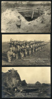 World War I: 3 Old Postcards With Good Views Of Groups Of Soldiers, Trenches, VF Quality - Other & Unclassified