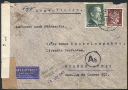Airmail Cover Sent From Oberstdorf To Argentina On 14/FE/1942, It Was Seized By The Allies And Held For 3 And A... - Sonstige & Ohne Zuordnung