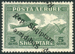 Sc.C8a, With Double Overprint Variety, One Inverted, VF Quality! - Albanië