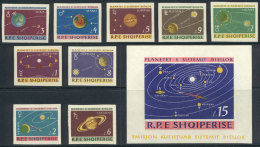 Yvert 729/37 + Souvenir Sheet 6N IMPERFORATE, 1964 Planets, Complete Set Unmounted, Excellent Quality! - Albanië