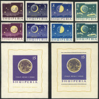 Yvert 694/7 + Souvenir Sheet 6L, Moon Phases, Complete Set Of 4 Values And Souvenir Sheet, Perforated And... - Albanie