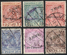 Sc.41/46, 1914 Prince Wilhelm Zu Wied, Complete Set Of 6 Used Values, Very Fine Quality, Catalog Value US$510. - Albanie