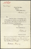 Note Of The Mail Sent From Blantyre To Uruguay In MAR/1895, About Exchange Of SPECIMEN Stamps Between Both... - República Centroafricana