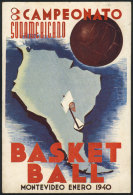 Postcard Of The South American Basketball Championship In Montevideo (Uruguay), January 1940, VF Quality, Extremely... - Basketball