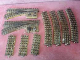 LOT JOUETS MINIATURE Pour TRAIN électrique Ho Made In Germany MARKLIN : 4 RAILS COURBES 3 DEMI ET 2 AIGUILLAGES - Track