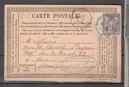 France1878:Card With Yvert66 - Voorloper Kaarten