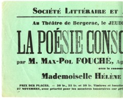 BERGERAC  LA POESIE CONSCIENCE DE LA FRANCE  PAR MAX PAUL FOUCHE RESISTANT D ALGER HELENE DUC NOVEMBRE 1945 - Plakate