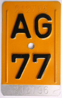 Velonummer Mofanummer Aargau AG 77 - Kennzeichen & Nummernschilder