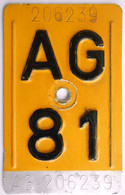 Velonummer Mofanummer Aargau AG 81 - Nummerplaten