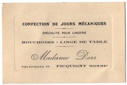 VP5273 - CDV - Carte De Visite - Mouchoirs - Linge De Table Madame DORR à PICQUIGNY - Visitekaartjes