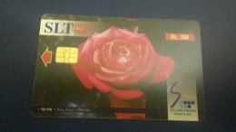 Sri Lanka-(sri10)-red Rose-flowers-(rs.300)-used Card+1card Prepiad - Sri Lanka (Ceilán)