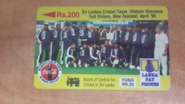 Sri Lanka-(14srlb)-sri Lanka Cricket Team-(rs.200)-used Card+1card Prepiad Free - Sri Lanka (Ceilán)