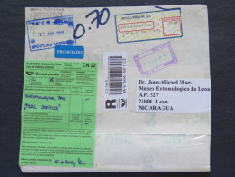 Czech Rep. 2015 Front Of Registered Cover To Nicaragua - Machine Franking - CN 22 Custom Form - Cartas & Documentos