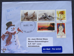 Canada 2014 Cover To Nicaragua - Statues Art Dance Christmas Coast Snowman Bird - Covers & Documents