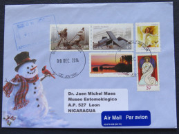 Canada 2014 Cover To Nicaragua - Statues Art Dance Christmas Coast Snowman Bird - Brieven En Documenten