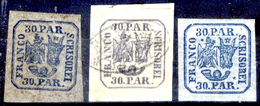 Romania-00062 - 1862: Tre Tipi Differenti Del 30 Parale. Y&T N. 10 (+/o) LH/Used - Privo Di Difetti Occulti - 1858-1880 Moldavia & Principality