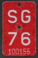 Velonummer St. Gallen SG 76 - Nummerplaten