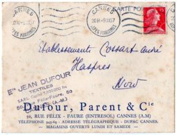 CPA 1914 - Carte Postale Commerciale - Textiles  Ets Jean DUFOUR , PARENT & Cie à CANNES - Cannes