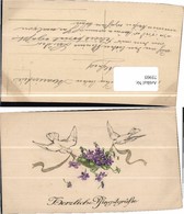 75905,Pfingsten Vögel M. Blumen Kleeblätter 1905 - Pinksteren