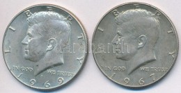 Amerikai Egyesült Államok 1967-1969D 1/2$ Ag 'Kennedy' (2x) T:2 USA 1967-1969D 1/2 Dollars Ag 'Kennedy'... - Non Classificati