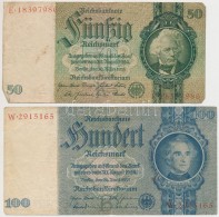 Német 3. Birodalom 1933. 50M + 1935. 100M T:III
German Third Reich 1933. 50 Mark + 1935. 100 Mark C:F - Unclassified