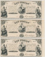 1852. 2Ft 'Kossuth Bankó' (3x) 'A', 'B' és 'C', Kitöltetlen, Jobb ívszéllel... - Unclassified