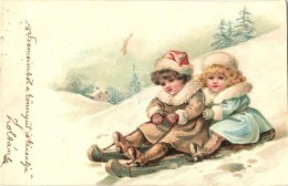 T2 1899 Sleighing Children, Litho - Unclassified