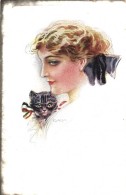 * T2 Girl With Cat; Italian Art Postcard PFB Nr. 3947/3 S: Usabal - Non Classificati