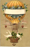 T2 Balloon, Floral Emb. Litho Greeting Card - Non Classificati